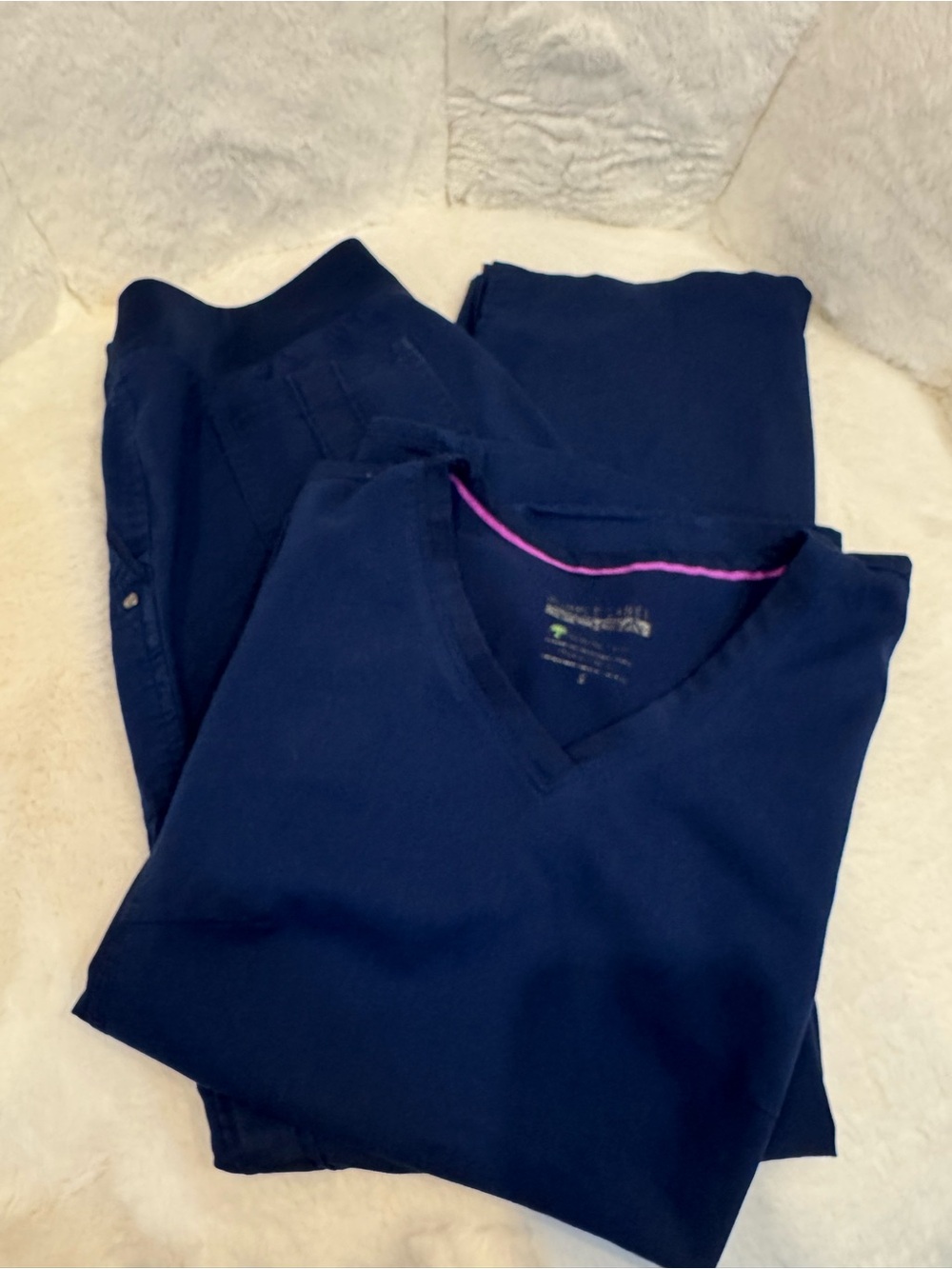 healing hands Navy Women's Scrub Top and Pants Set